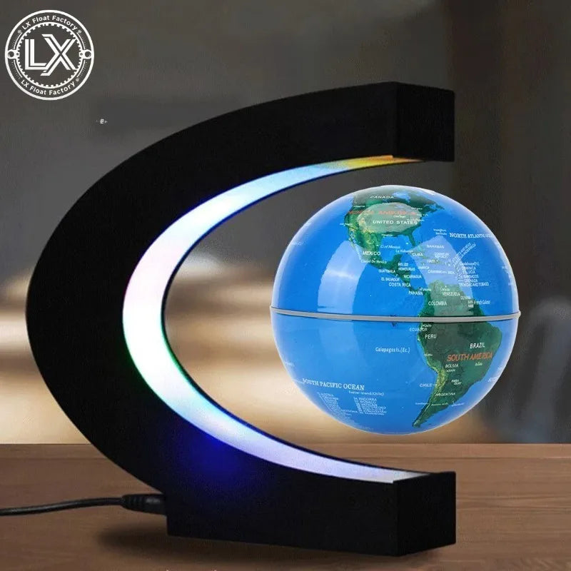 Plugwell™ Levitating World Map Globe with Color-Changing LED Base