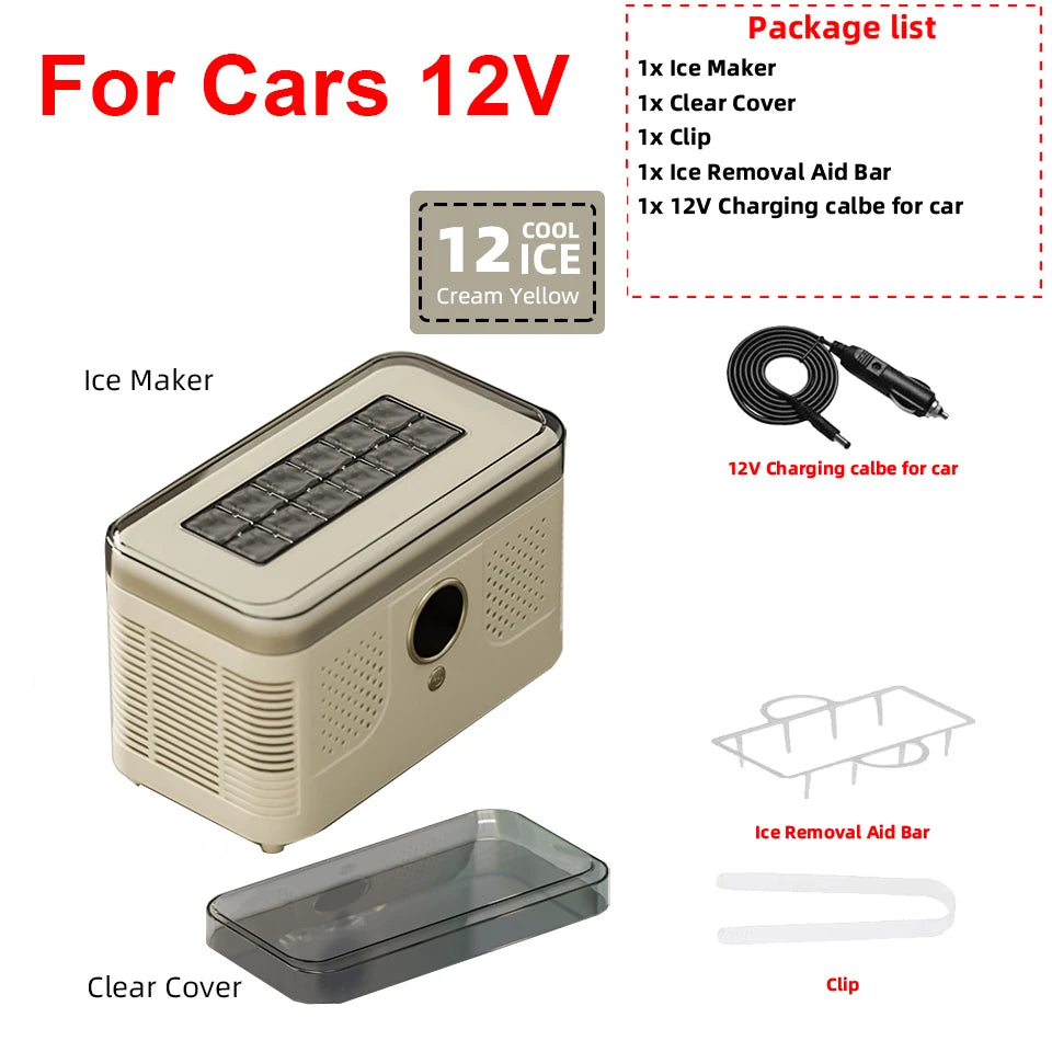 Plugwell™ Portable Mini Ice Maker | 12V/220V Compact Automatic Ice Cube Machine for Car, Camping & Home