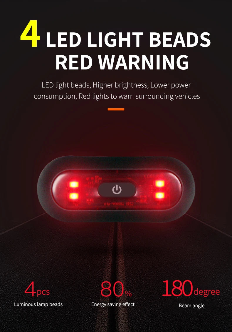 Plugwell™ USB Rechargeable Motorcycle & Bicycle Helmet Taillight | Safety Warning Lamp