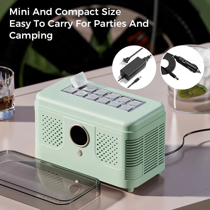 Plugwell™ Portable Mini Ice Maker | 12V/220V Compact Automatic Ice Cube Machine for Car, Camping & Home