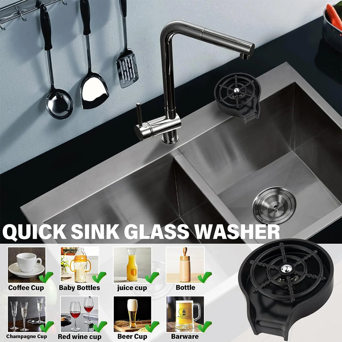 Automatischer Glasbecher-Spüler aus ABS mit hohem Druck für Küchenspüle und Wasserhahn, Glasreiniger für Bier-, Kaffee- und Milchteebecher, Barzubehör
