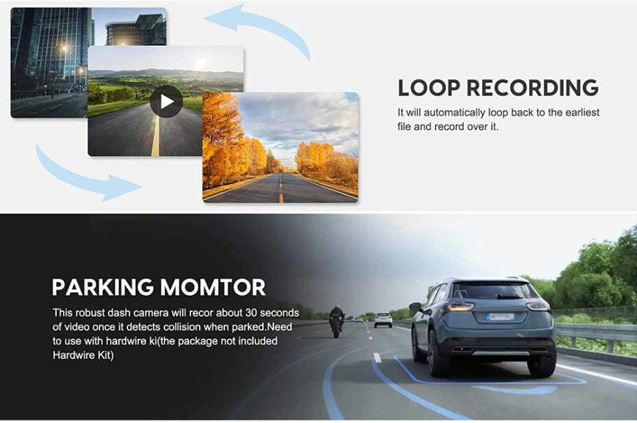 Dashcam 4K 2160P Auto-DVR CarPlay Android Auto Streaming Rückspiegel GPS 5G WLAN FM-Radio AUX Dashcam Auto-Kamera Fahrtenschreiber