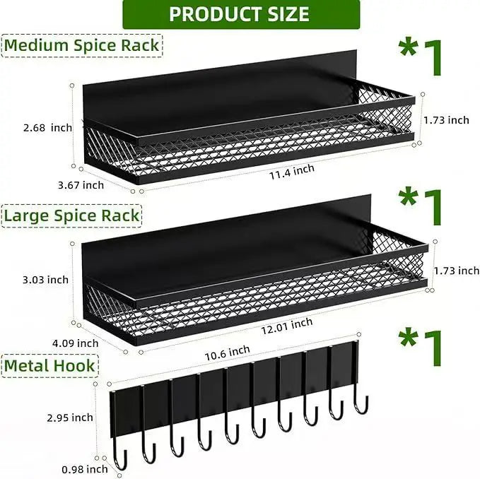 Magnetic Spice Rack for Refrigerator, Metal Strong Magnet Shelf, Space Saving Spice Organizer, Home Kitchen Laundry Room Storage