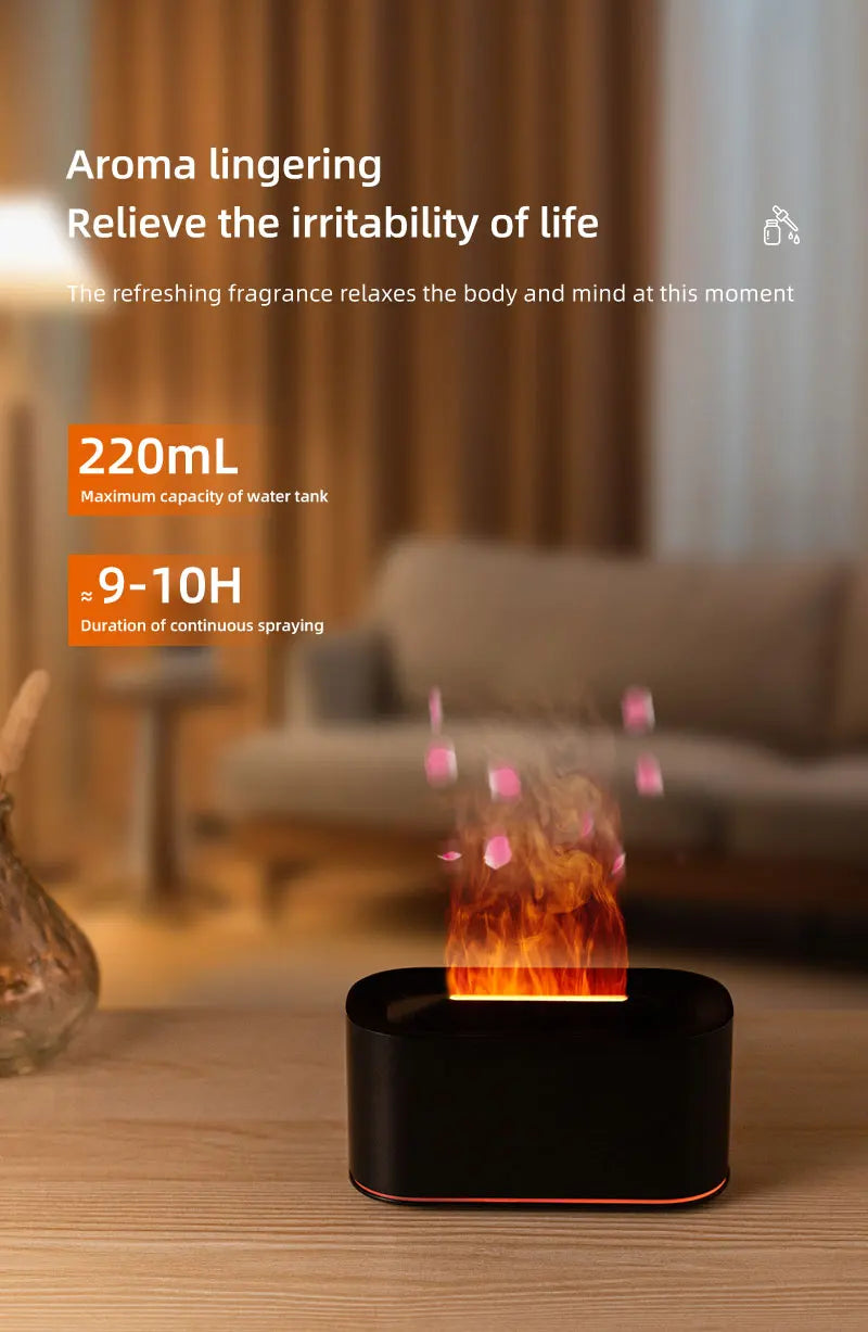 Plugwell™ Mini Flame Aroma Diffuser & RGB Air Humidifier | Essential Oil Desktop Sprayer