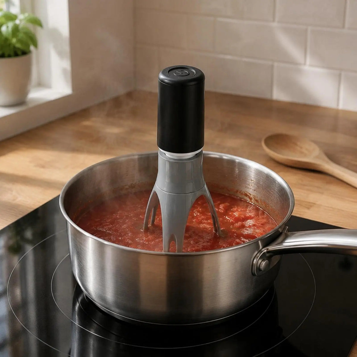 Dreibeiniger Pfannenrühhrer, automatischer Rühhrer, zeitsparendes automatisches Rührwerkzeug für Pfannen, Suppen, Saucen und zum Kochen
