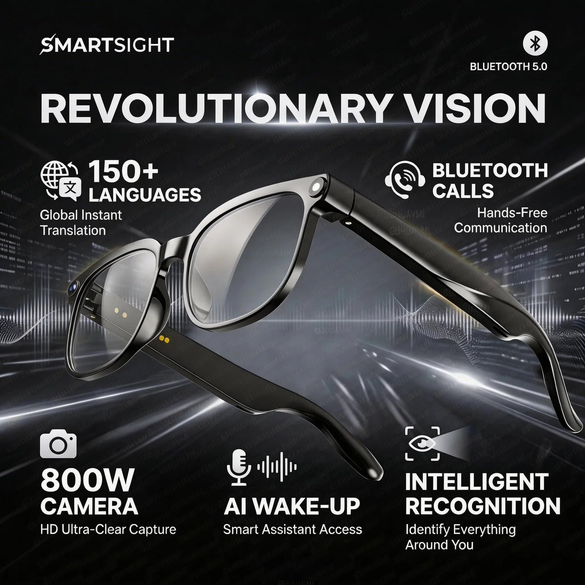 Plugwell™ 4K AI Smart Glasses with 8MP Camera & ChatGPT Translation