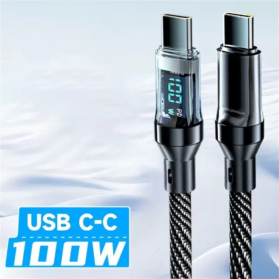 Cavo di ricarica super rapida Plugwell™ da 120W | Cavo dati USB-A a Type-C con display digitale in tempo reale