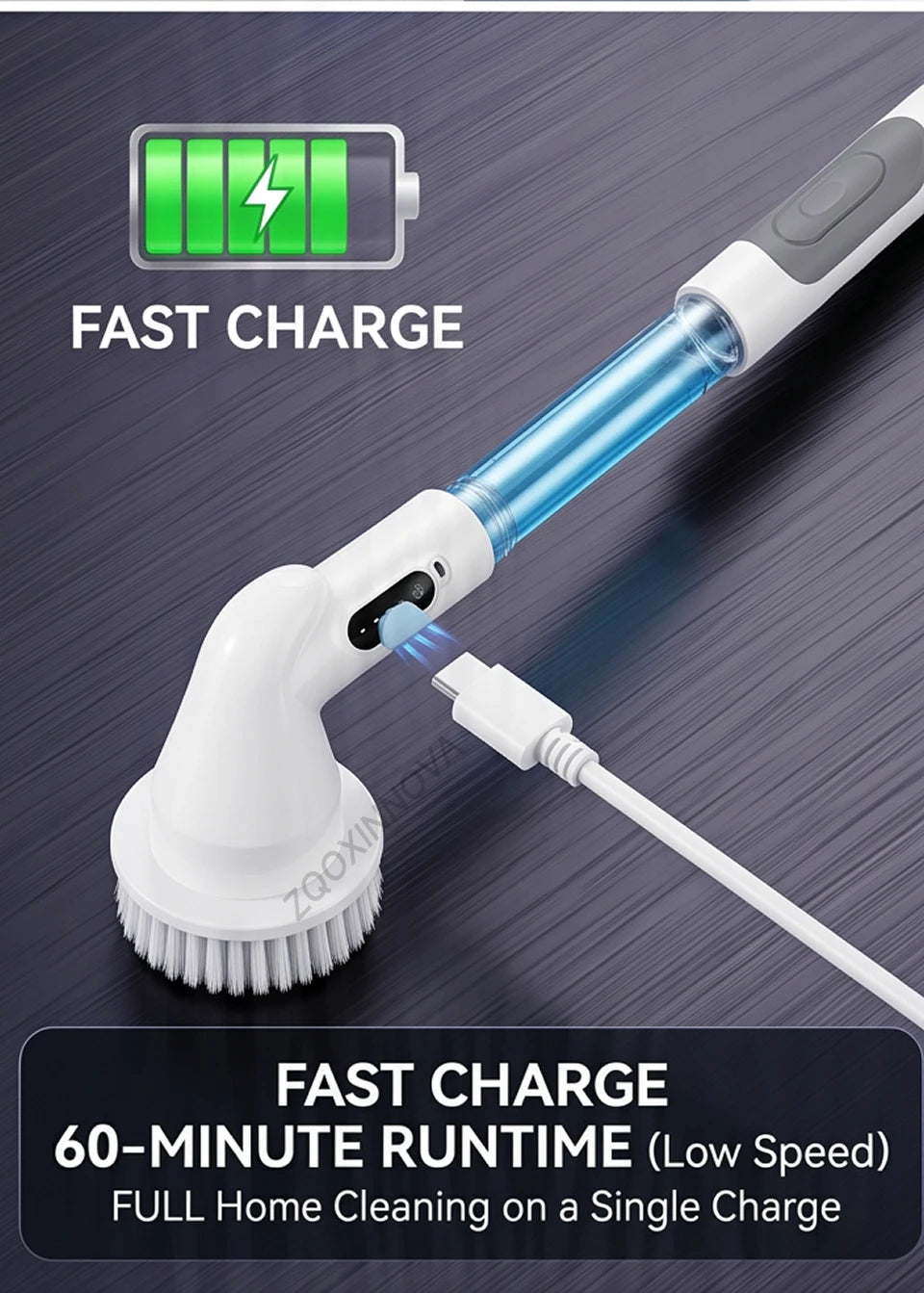 コードレス家庭用電動スピンクリーナー キッチン用具 ヘアブラシ バスルーム用ほうき トイレ用多目的クリーニングブラシ 電動モップ