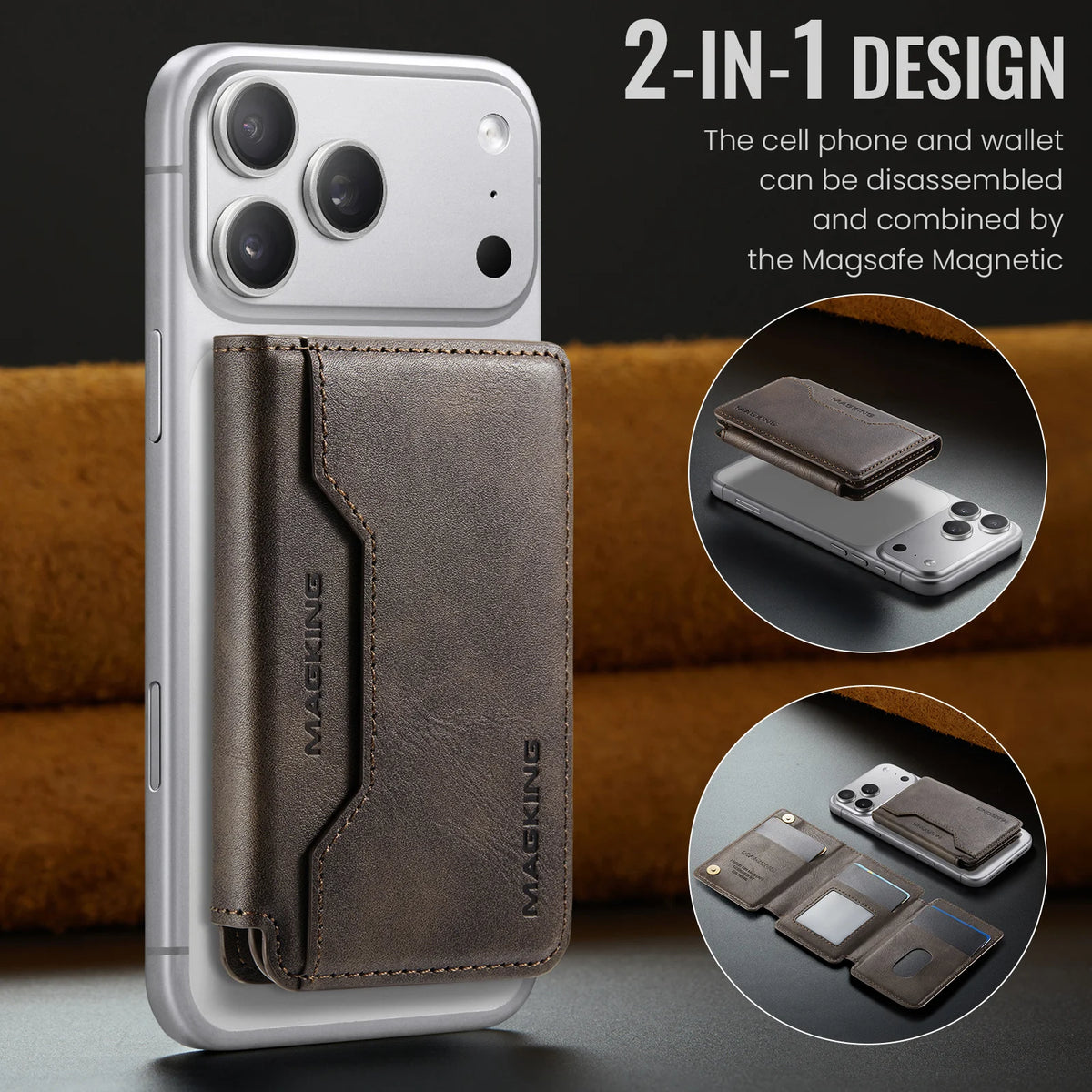 Plugwell™ MagSafe 3-fach faltbare RFID-blockierende magnetische Brieftasche & Kartenhalter