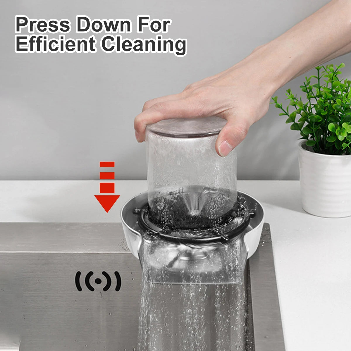 Automatischer Glasbecher-Spüler aus ABS mit hohem Druck für Küchenspüle und Wasserhahn, Glasreiniger für Bier-, Kaffee- und Milchteebecher, Barzubehör