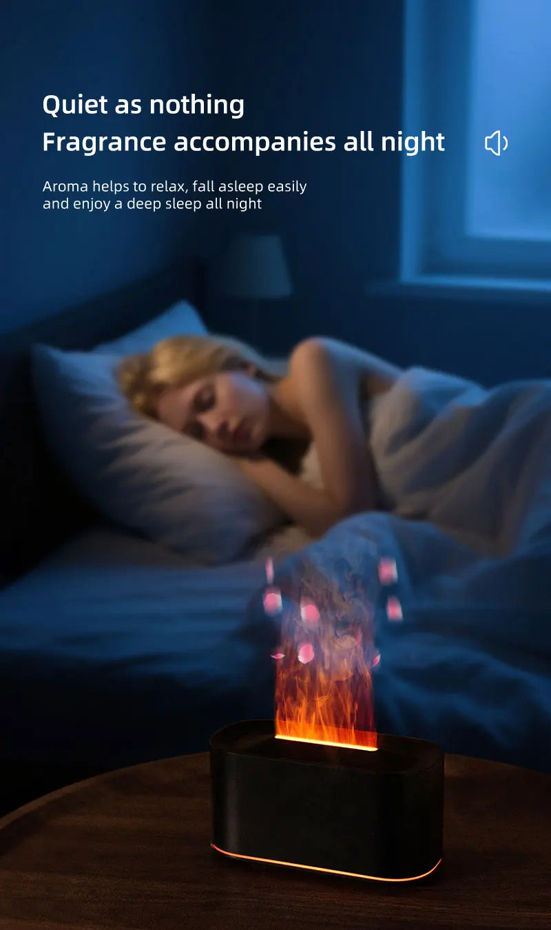 Plugwell™ Mini Flame Aroma Diffuser & RGB Air Humidifier | Essential Oil Desktop Sprayer