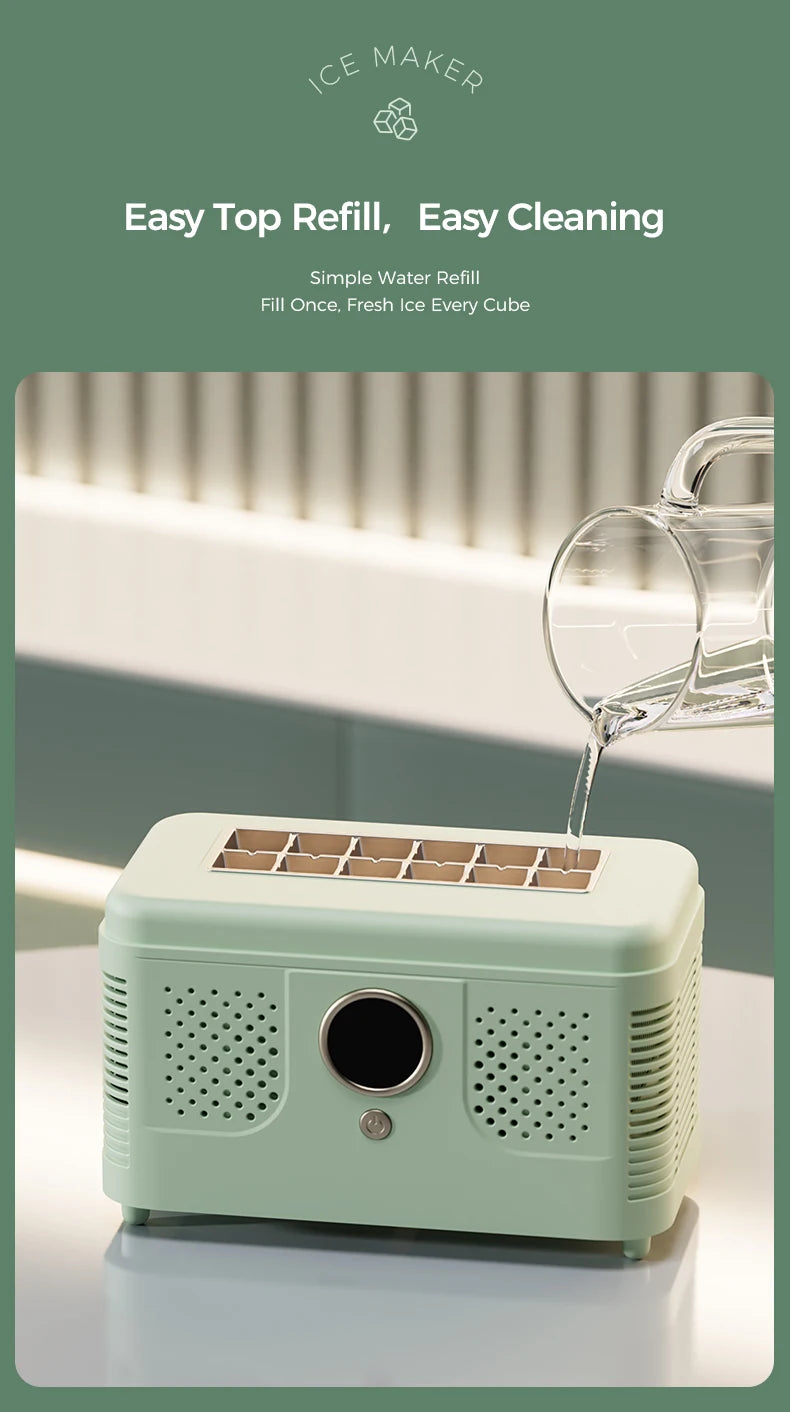 Plugwell™ Portable Mini Ice Maker | 12V/220V Compact Automatic Ice Cube Machine for Car, Camping & Home