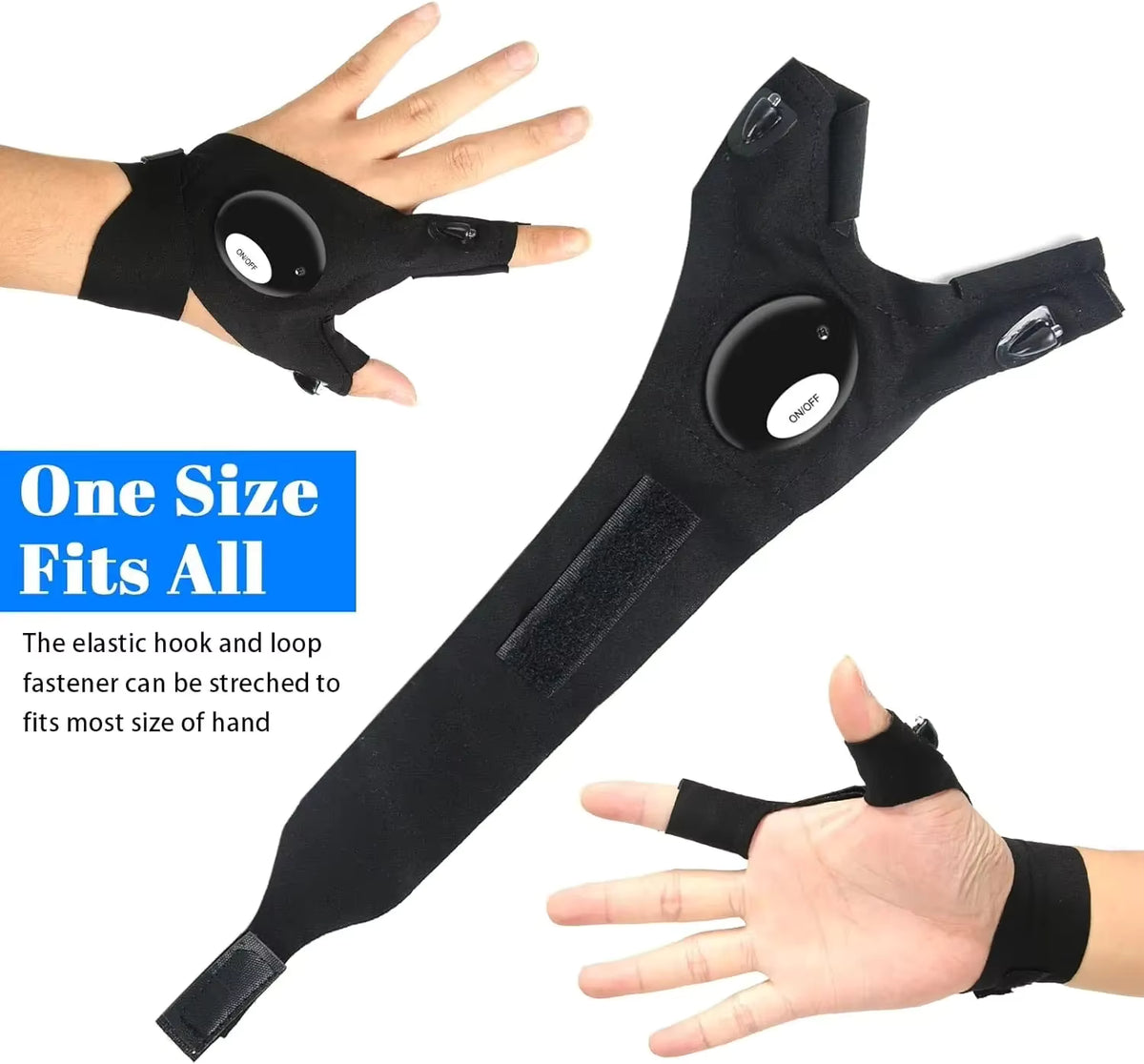 Gants de travail et de pêche mains libres avec lampe de poche LED Plugwell™