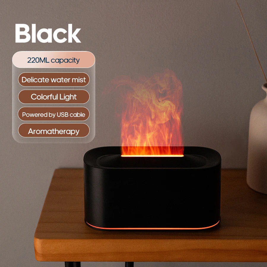 Plugwell™ Mini Flame Aroma Diffuser & RGB Air Humidifier | Essential Oil Desktop Sprayer