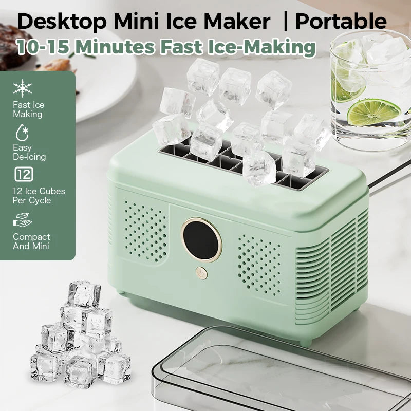 Plugwell™ Portable Mini Ice Maker | 12V/220V Compact Automatic Ice Cube Machine for Car, Camping & Home