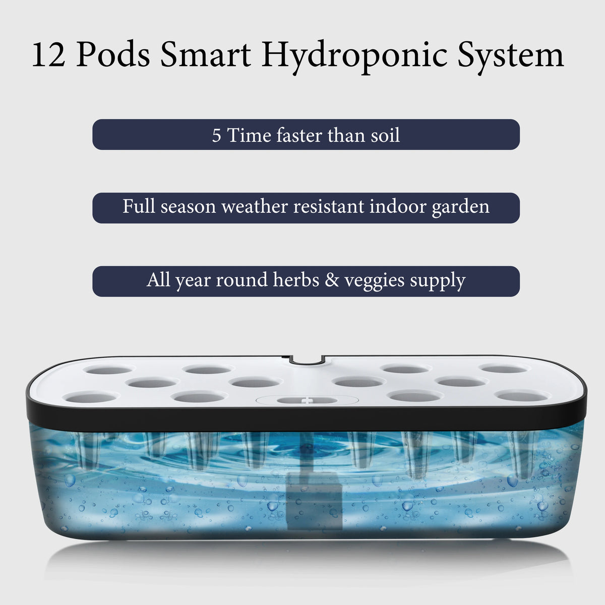 Plugwell™ 12 Pods Hydroponics Growing System, Herb Garden Kit Indoor Adjustable Height with Automatic Timer 20-Watt LED Grow Light