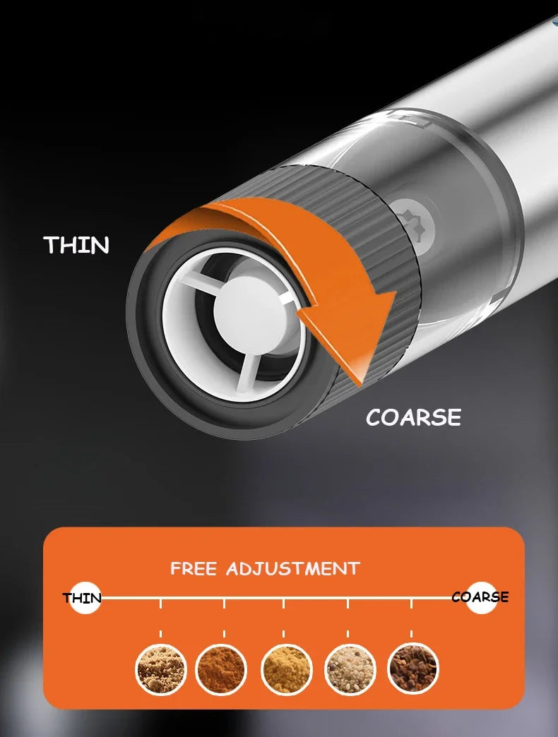 Rechargeable Electric Salt & Pepper Grinder with Adjustable Coarseness