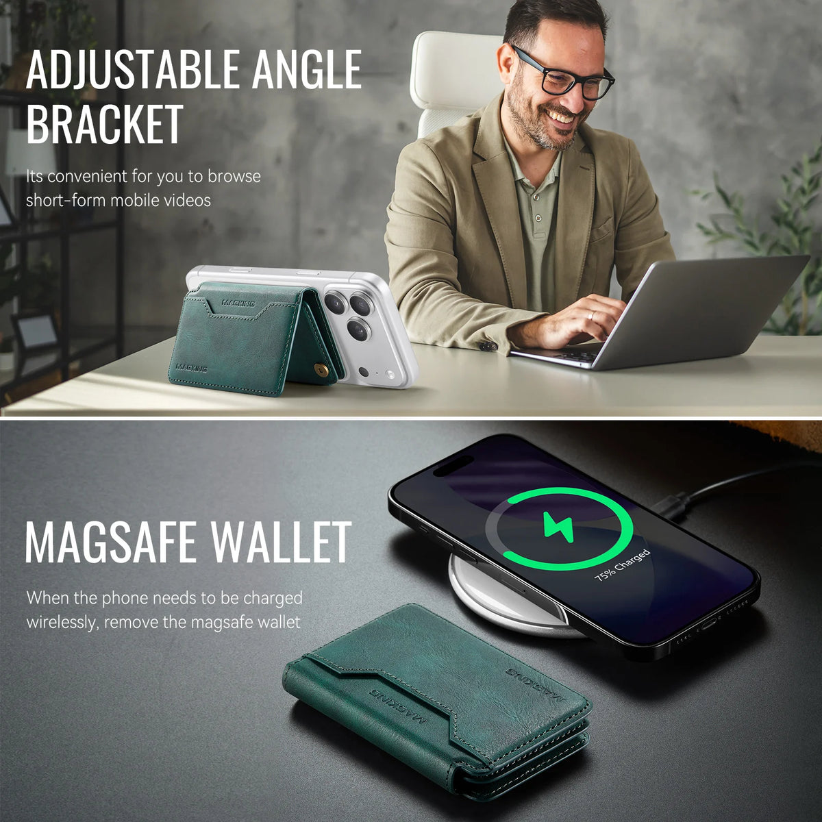 Plugwell™ MagSafe 3-fach faltbare RFID-blockierende magnetische Brieftasche & Kartenhalter