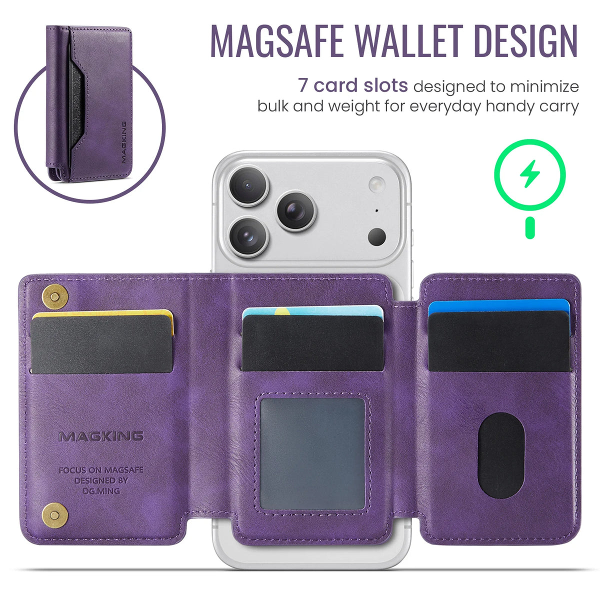 Plugwell™ MagSafe 3-fach faltbare RFID-blockierende magnetische Brieftasche & Kartenhalter