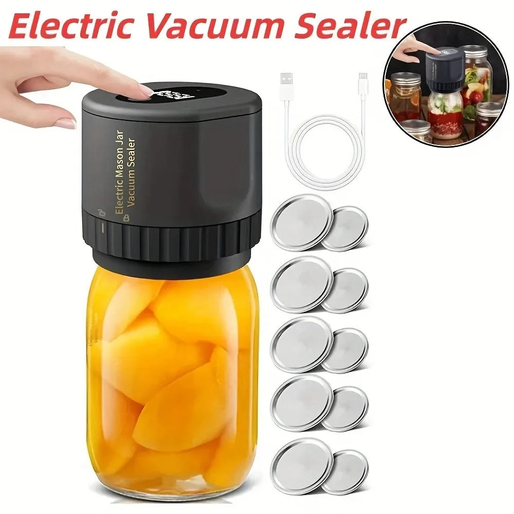 Elektrisches Vakuumier-Set für Einmachgläser, kabellos, für Einmachgläser mit weitem Öffnungsschnitt zur Fermentation mit Mason