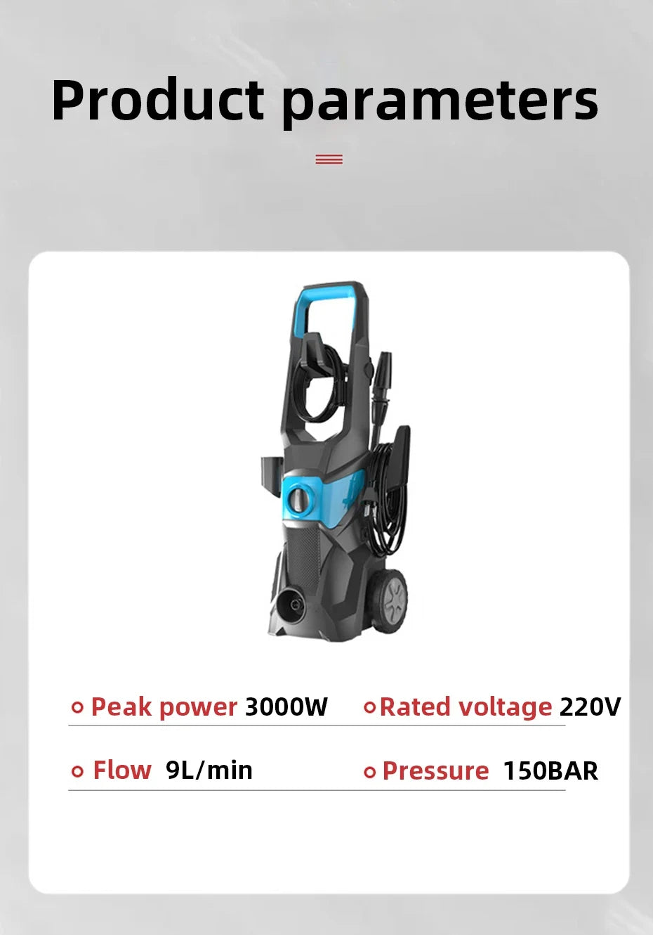 Portable High Pressure Car Washer Automatic Washing Machine Handheld Electric Washer for Car Garden Terrace Outdoor Cleaning