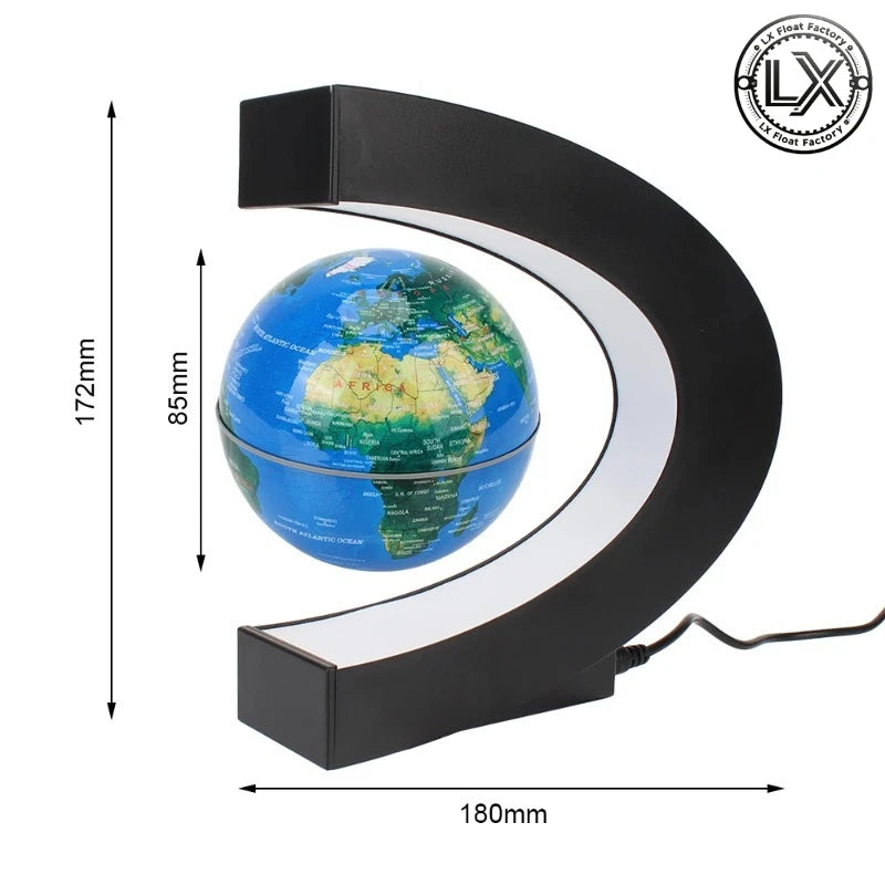 Plugwell™ Levitating World Map Globe with Color-Changing LED Base