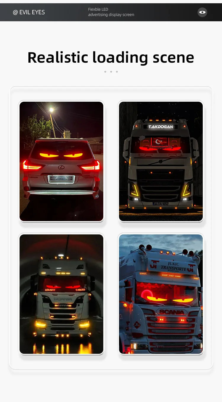 LED-Lkw-Auto-Teufelsaugen-LED-Pixel-Panel-Licht Auto-Windschutzscheibe Lkw-Auge für Bord-Windschutzscheibe 12V 24V Auto Graffiti Lauflicht