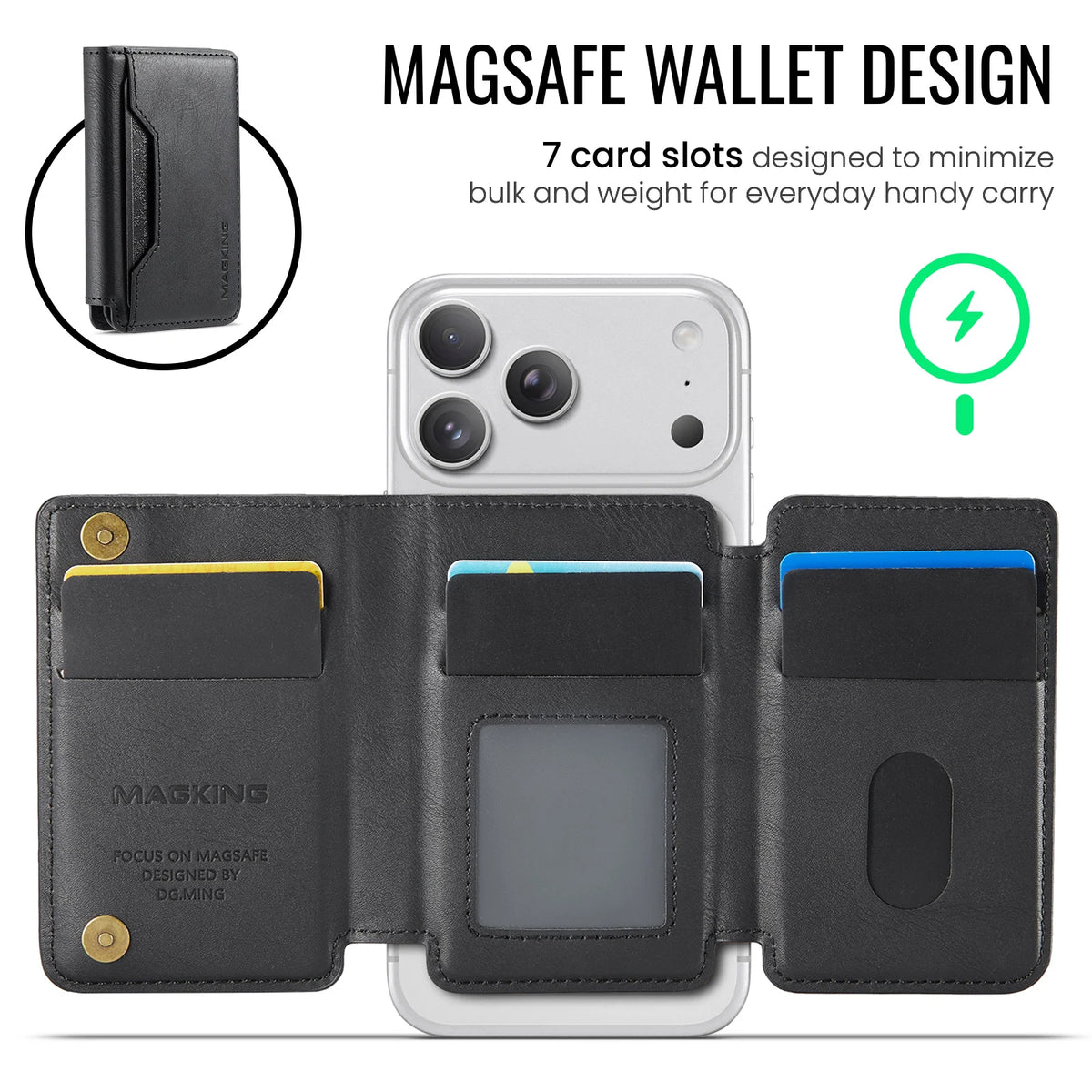 Plugwell™ MagSafe 3-fach faltbare RFID-blockierende magnetische Brieftasche & Kartenhalter
