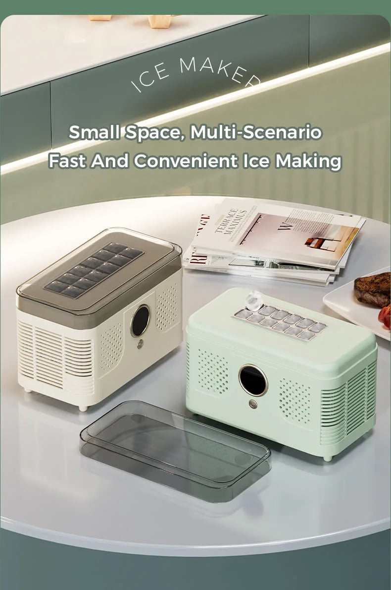 Plugwell™ Portable Mini Ice Maker | 12V/220V Compact Automatic Ice Cube Machine for Car, Camping & Home