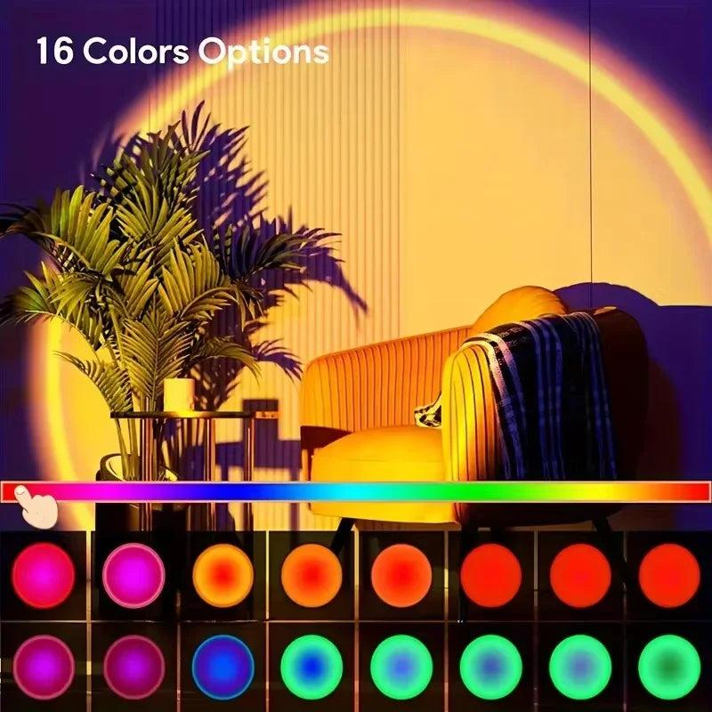 : Plugwell™ Vibrant Sunset & RGB Color-Changing LED Projection Light