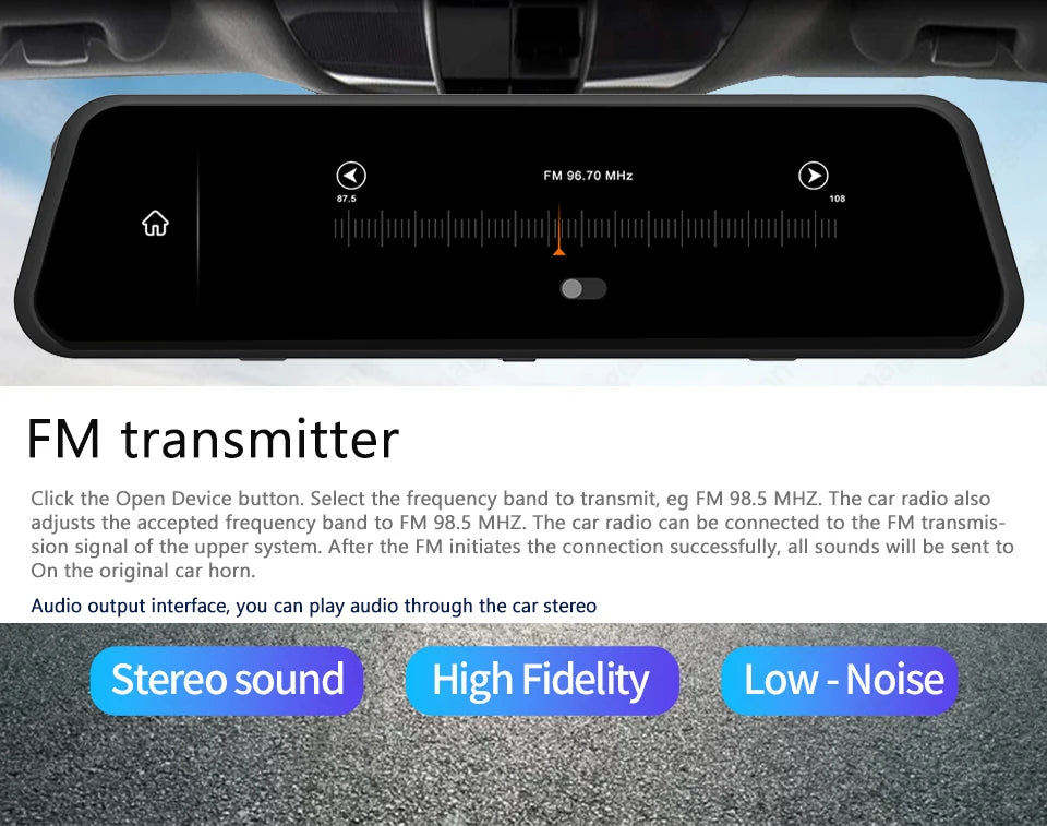 Dashcam 4K 2160P Auto-DVR CarPlay Android Auto Streaming Rückspiegel GPS 5G WLAN FM-Radio AUX Dashcam Auto-Kamera Fahrtenschreiber