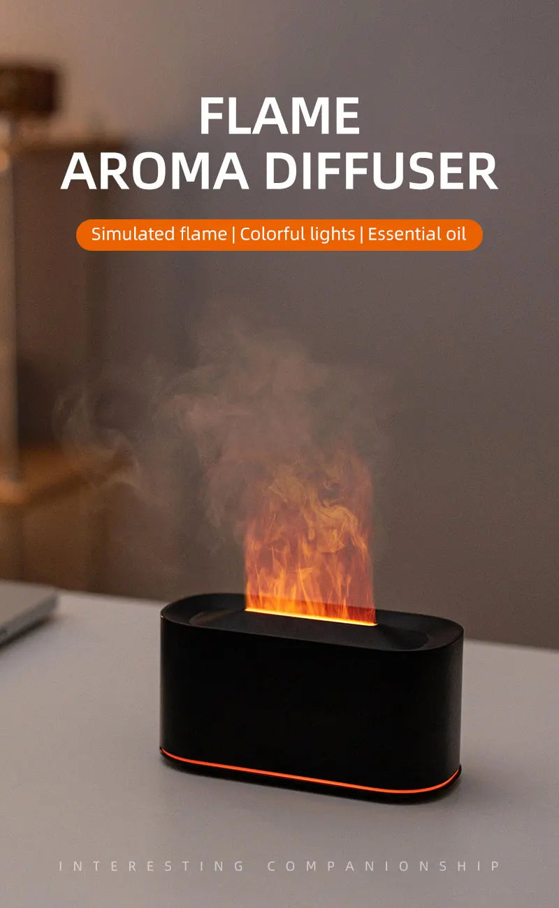Plugwell™ Mini Flame Aroma Diffuser & RGB Air Humidifier | Essential Oil Desktop Sprayer