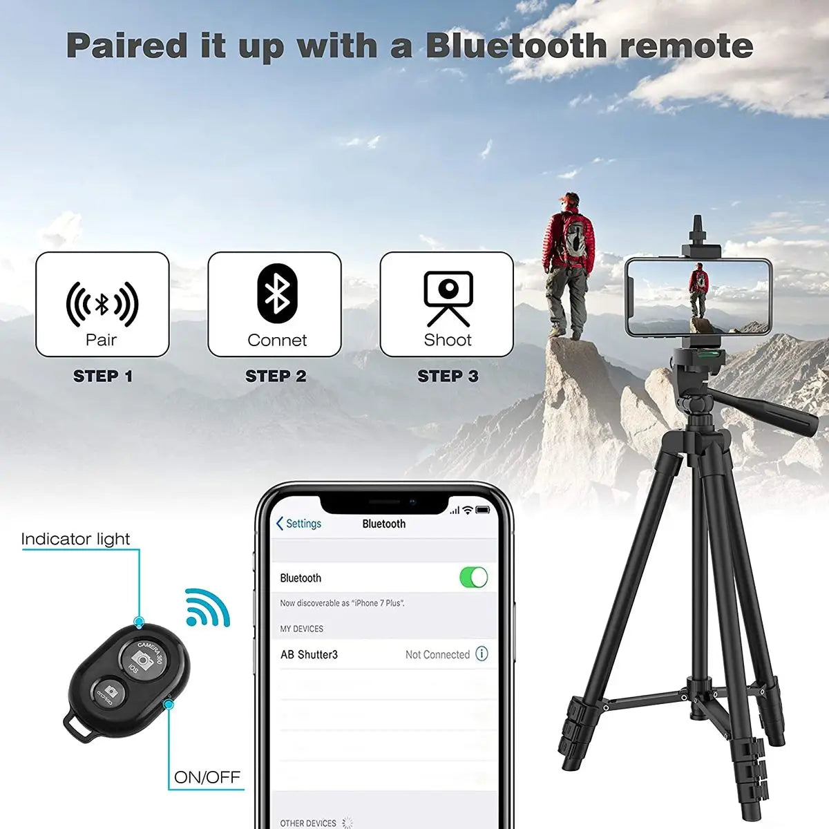 Universal Phone Extendable Tripod DSLR Camera Lightweight Photography With Bluetooth Remote Control For Mobile Phone Camera Live