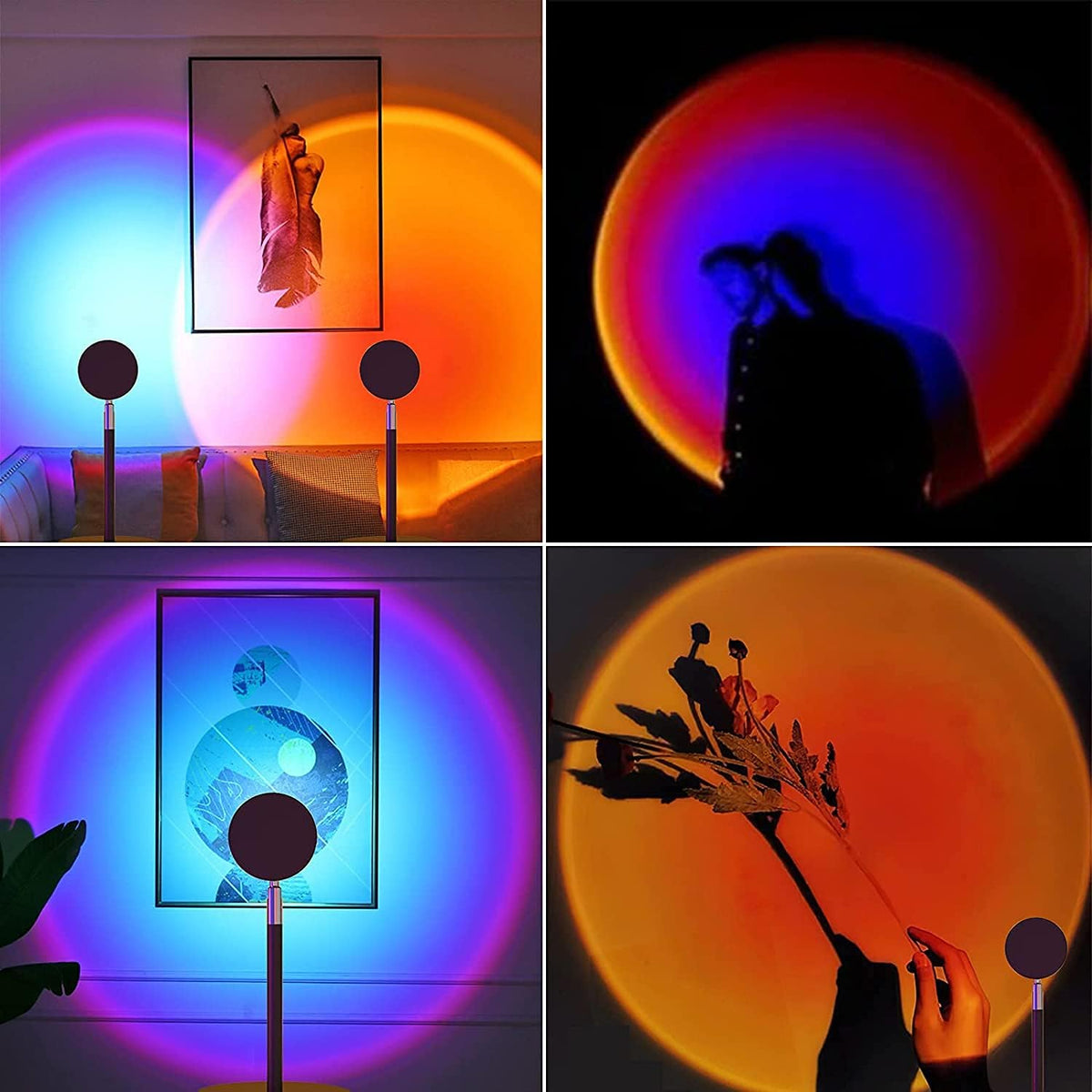 Sunset Lamp Projector, Sunset Night Light Rainbow Projector 180° Rotation Multicolor Changing LED Projection Lamps for Bedroom,Photography Party,Tiktok Live,Gift for Halloween, Christmas