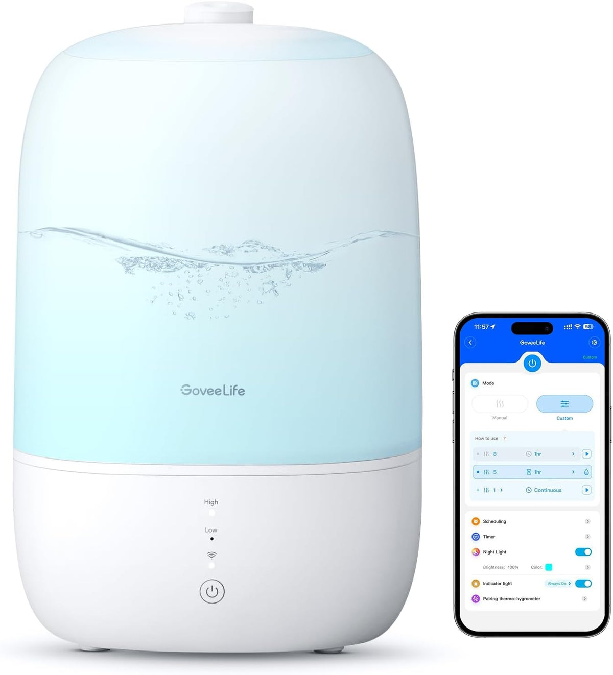 Smart Humidifiers for Bedroom, 3L Top Fill Cool Mist Humidifier