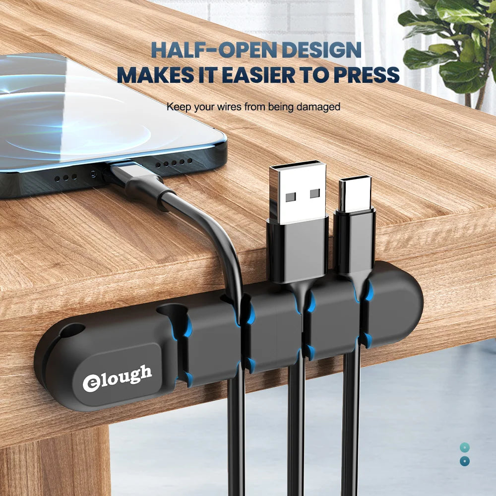 Cable Organizer Desktop Cable Management Silicone USB Cable Winder Clips Cable Holder for Mouse Headphone Wire Holder Organizer