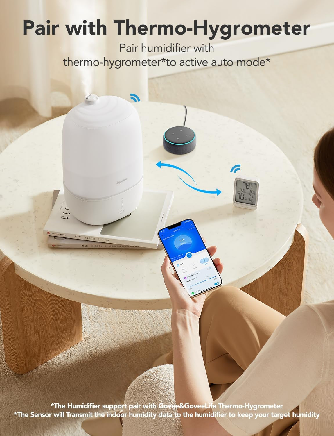 Smart Humidifiers for Bedroom, 3L Top Fill Cool Mist Humidifier