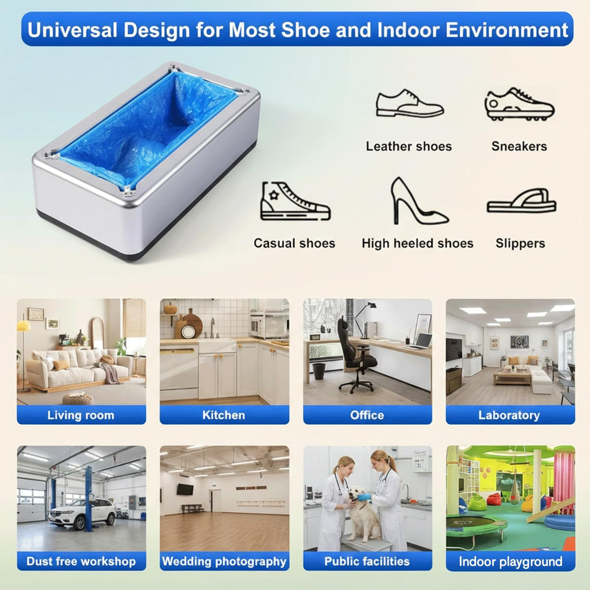 Shoe Covers Dispenser with 100Pcs Shoe Cover Disposable Non Slip, Reliable and User-Friendly Shoe Cover Machine, Automatic Shoe Cover Dispenser for Office, Factory & Home