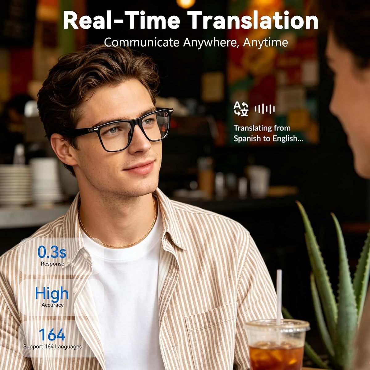 AI Glasses for Men & Women, Smart Glasses Powered by Chatgpt, Bluetooth Glasses with Real-Time Translation, Music&Calls, Photochromic Lens for Daily Use, Travel