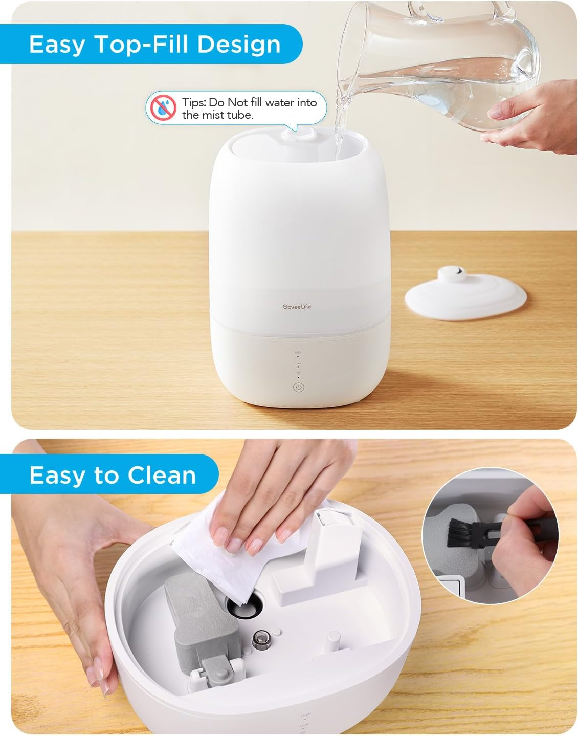 Smart Humidifiers for Bedroom, 3L Top Fill Cool Mist Humidifier