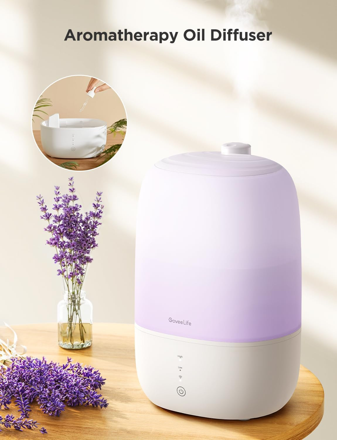 Smart Humidifiers for Bedroom, 3L Top Fill Cool Mist Humidifier