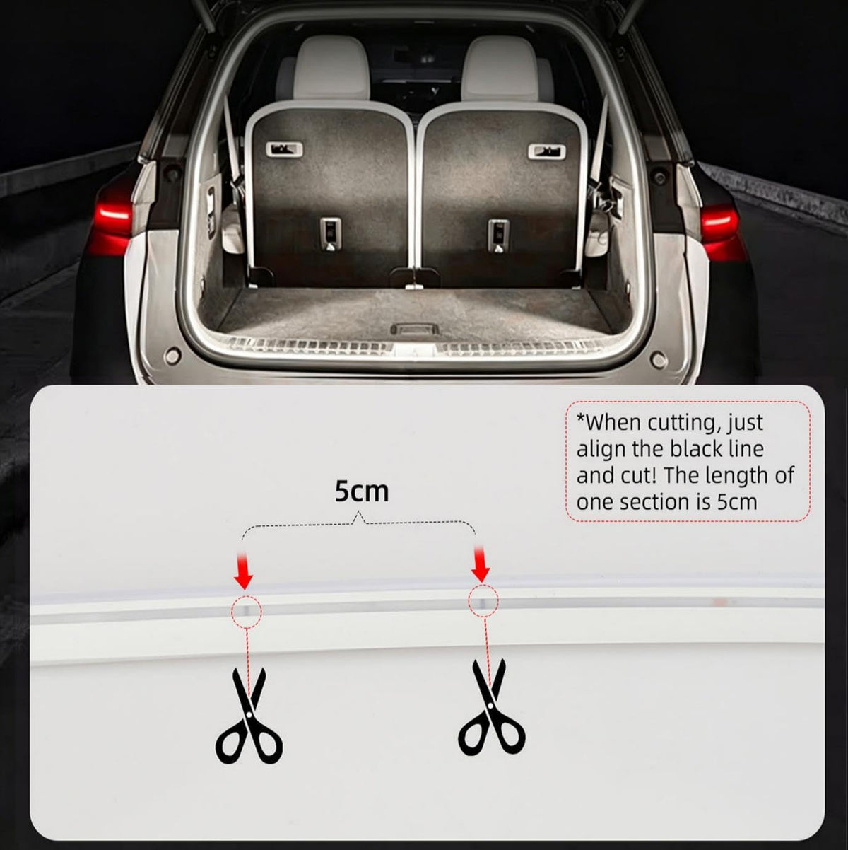 Newly Upgraded 157.48" SUV Trunk LED Light Strip, 6000K Dynamic Flowing Bright Cargo Area Lighting for Trunk Organizer/Mat Setup, Waterproof Interior Tailgate Lamp for Suv/Mpv(White)