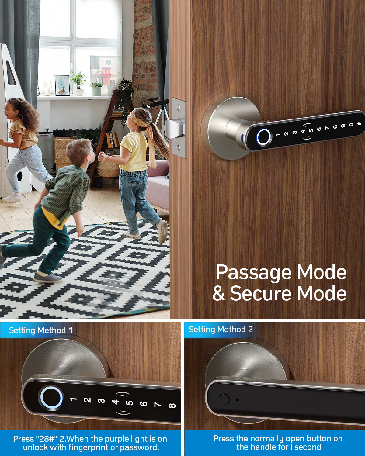 Serrure de porte intelligente biométrique à empreinte digitale et entrée sans clé TMEZON Plugwell™