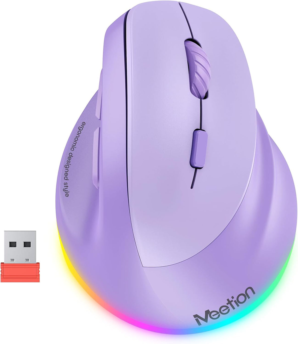 Ergonomic Wireless Vertical Mouse, Rechargeable, Purple