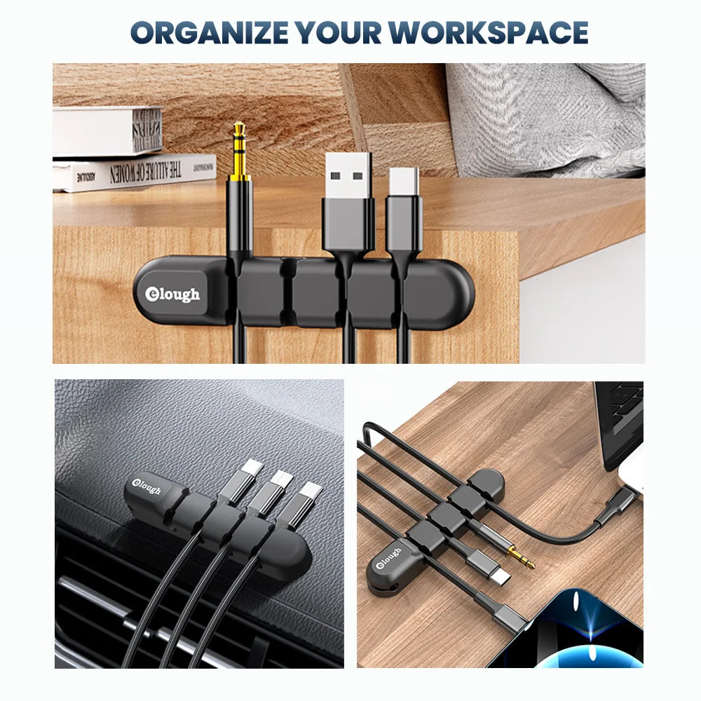 Cable Organizer Desktop Cable Management Silicone USB Cable Winder Clips Cable Holder for Mouse Headphone Wire Holder Organizer