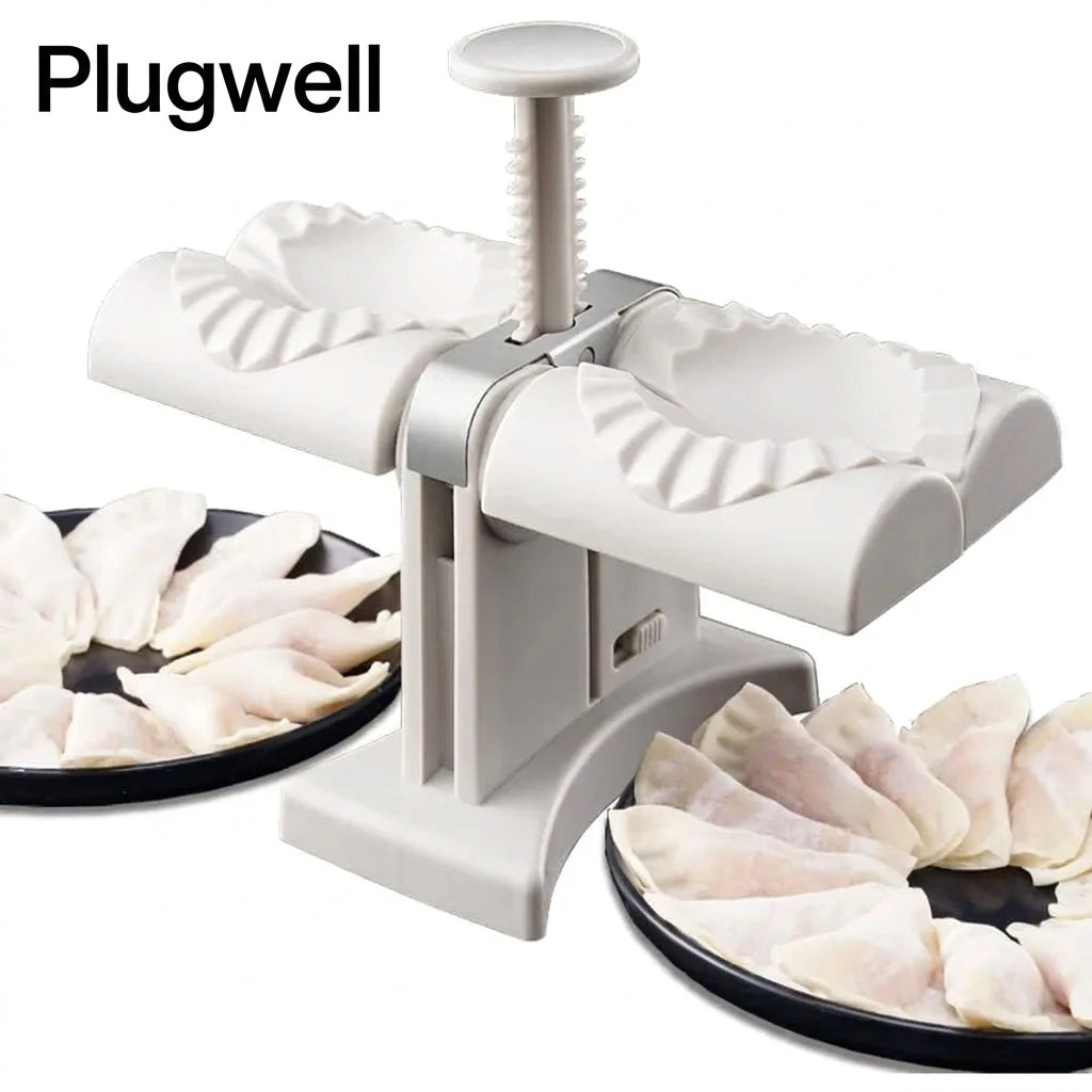 Automatic dumpling maker with double-head mold
