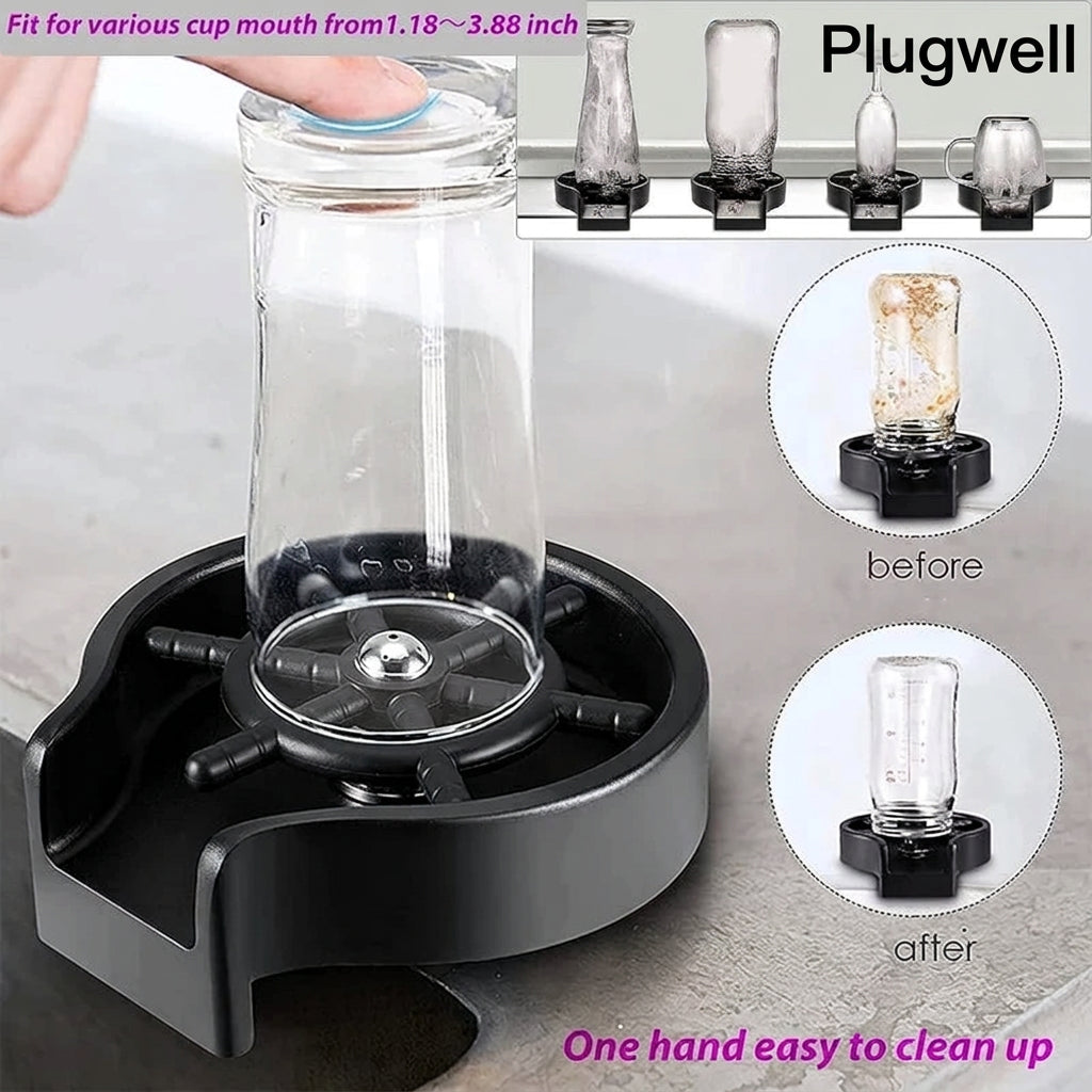 Glass cup washer attached to a kitchen faucet