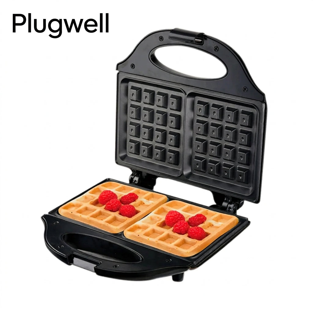 Electric waffle maker with non-stick plates